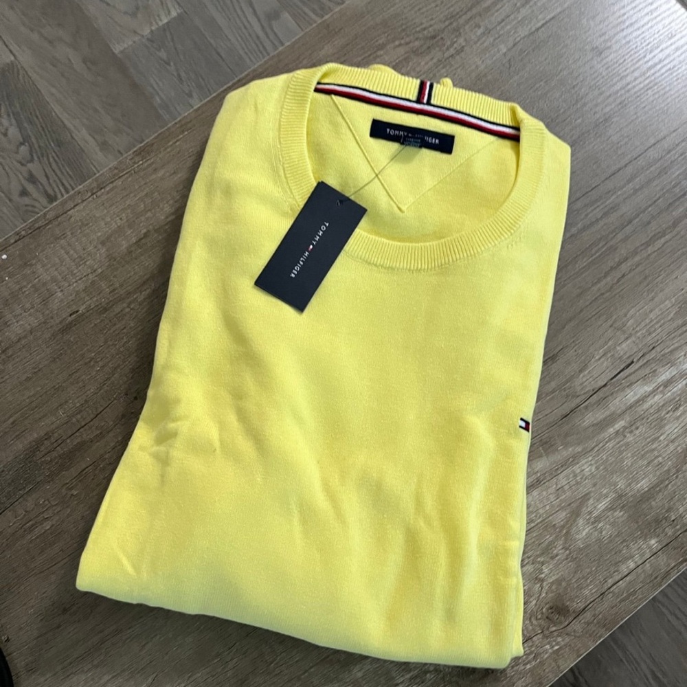 Tommy Hilfiger Men’s Bright Yellow Crewneck Sweater
